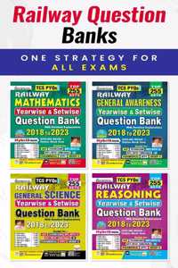 Railway Question Bank 4 Books COMBO Maths +General Awareness + Reasoning + General Science TCS PYQs 2018 To 2023 Yearwise + Setwise Total 1020 Sets (English Medium)