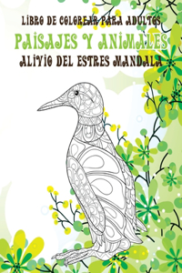 Libro de colorear para adultos - Alivio del estrés Mandala - Paisajes y animales
