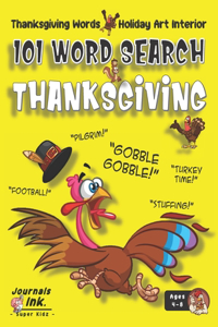 Thanksgiving Word Search Book for Kids Ages 4-8