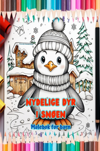 Nydelige dyr i snøen - Malebok for barn - Kreative scener av dyr som nyter vinteren