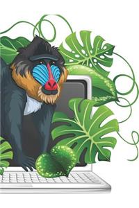 Mandrill Standing on Laptop Blank Lined Notebook