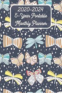 2020 - 2024 5-Year Portable Monthly Planner 6x9