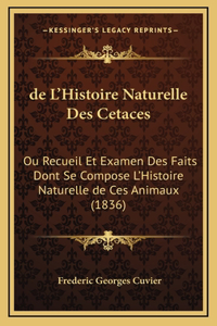 de L'Histoire Naturelle Des Cetaces