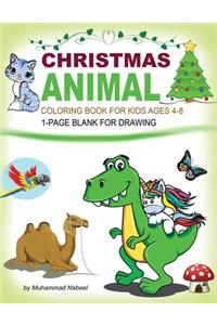 Christmas Animal Coloring Book for Kids Ages 4-8 - 1-Page Blank for Drawing