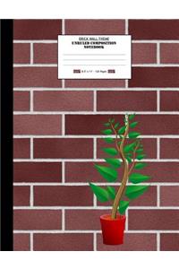 Brick Wall Theme, Unruled Composition Notebook. 8.5 X 11. 120 Pages