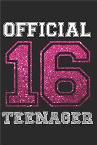 Official 16 Teenager: Happy 16 Years 16th Birthday 2003 Birthday Celebration Writing Journal Gift - Girly Tenth Milestone Memory Diary Logbook for Teenager Teens Teenies 