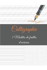 Calligraphie 3 Modèles de Feuilles d'exercices