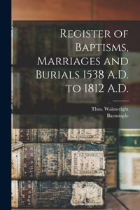 Register of Baptisms, Marriages and Burials 1538 A.D. to 1812 A.D.
