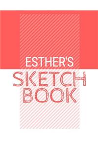 Esther's Sketchbook: Personalized red sketchbook with name: 120 Pages