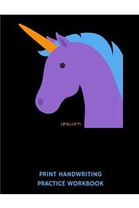 Unicorn Print Handwriting Practice Workbook