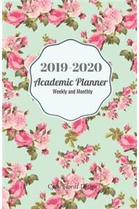 2019-2020 Academic Planner Weekly and Monthly Cyan Floral Design