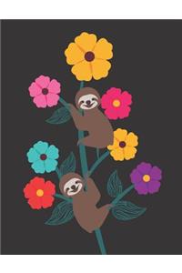 Floral Flowers Smiling Sloth Notebook