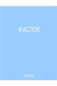 Notebook for Cornell Notes, 120 Numbered Pages, #ACTION, Blue Cover