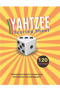 Yahtzee Scoring Sheet