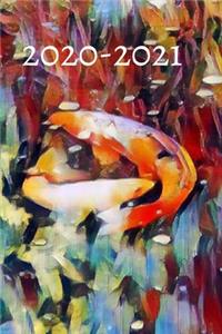 Yellow Orange Yin & Yang Coy Gold Fish Zen Lover's Dated Weekly 2 year Calendar Planner