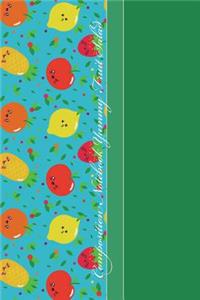 Composition Notebook: Cool Aqua Fruits Pattern 6 X 9 Wide Ruled Paper Notebook, Appreciation, Quote Journal or Diary Unique Inspirational Gift for Friend or Teacher, Beginning or End of School Year, Retirement, Birthday or Gratitude Present - Pinea