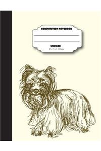 Composition notebook unruled 8.5x11 inch 200 page: Cute Yorkshire terrier: Large composition book journal for school student/teacher/office