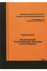 Die Literaturkritik Thomas Babington Macaulays Und Ihre Rezeption