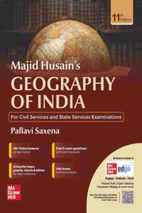 Geography of India (English) for UPSC CSE 2025 by Majid Husain and Pallavi Saxena | 11th edition (latest) - Multicolour book | Civil Services Exam - Prelims, Mains and Interview | State PSCs exams/ PCS exams | Solved Previous Years' Questions (PYQs