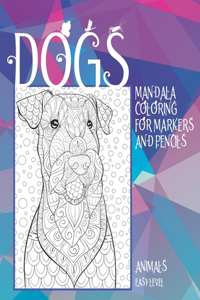 Mandala Coloring for Markers and Pencils - Animals - Easy Level - Dogs