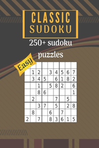 Calssic sudoku 250+ easy puzzles: 8.5x11 250+ pages notebook