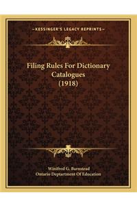 Filing Rules for Dictionary Catalogues (1918)