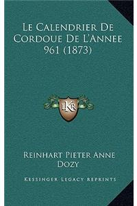 Calendrier De Cordoue De L'Annee 961 (1873)