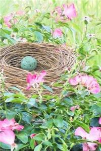 Such a Lovely Blue Robin's Egg in a Nest and Pink Flowers Journal