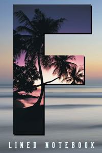 Monogram Letter F Notebook with Beach Sunset Cover