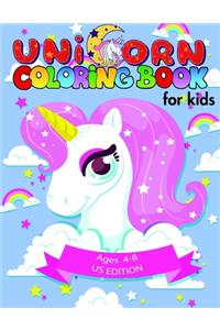 Unicorn coloring book for kids ages 4-8 US edition