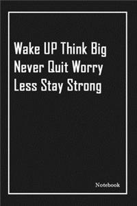 Wake UP Think Big Never Quit Worry Less Stay Strong
