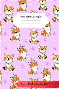 Dog Sloth Theme Wide Ruled Line Paper