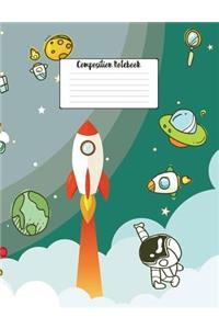 Composition Notebook: 7.44 X 9.69 Graph Ruled Paper Notebook, Appreciation, Quote Journal or Diary Unique Inspirational Composition Book Gift for Friend, Family, Teacher - Retirement, Birthday or Gratitude Present - Outer Space Cover