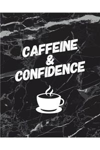 Caffeine and Confidence: Motivational Bullet Journal 150 Dotted Page 8x10 Large Notepad Great Gift Idea Coffee Drinkers