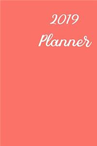 2019 Planner: 52 Week Agenda: Living Coral Color of the Year Cover