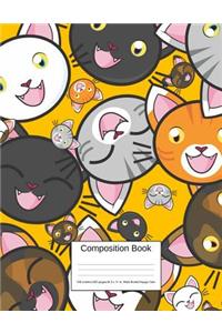 Composition Book 100 Sheets/200 Pages/8.5 X 11 In. Wide Ruled/ Happy Cats