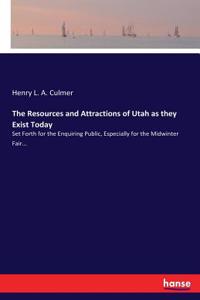 Resources and Attractions of Utah as they Exist Today