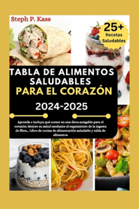 Tabla de Alimentos Saludables Para El Corazón 2024-2025: Aprenda e incluya qué comer en una dieta amigable para el corazón: Mejore su salud mediante el seguimiento de la ingesta de fibra..