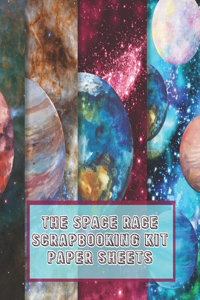 space race scrapbooking kit paper sheet: Scrapbooking kit in a book for creating your own sketchbooks - Emphera elements for decoupage, journaling, notebooks, altered art or scrap books - I