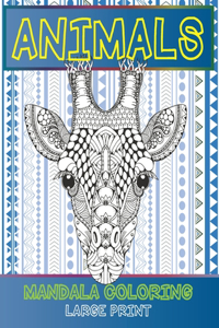Mandala Coloring Large Print - Animals