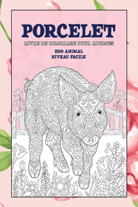 Livre de coloriage pour adultes - Niveau facile - Zoo Animal - Porcelet