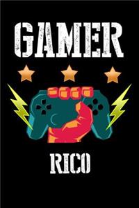 Gamer Rico: Liniertes Notizbuch für deinen Vornamen