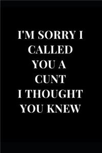I'm Sorry I Called You a Cunt I Thought You Knew