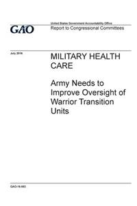MILITARY HEALTH CARE Army Needs to Improve Oversight of Warrior Transition Units