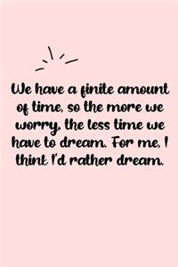 We have a finite amount of time, so the more we worry, the less time we have to dream. For me, I think I'd rather dream. Dot Grid Bullet Journal