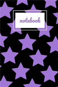 Black and purple star print notebook