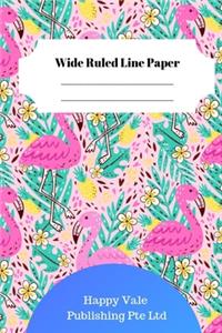 Cute Flamingo Theme Wide Ruled Line Paper