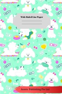 Dog Sloth Theme Wide Ruled Line Paper