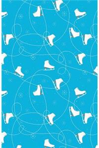 Journal Notebook Ice Skates in Snow Winter Pattern - Blue