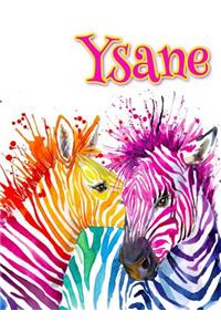 Ysane: Rainbow Zebras, Personalized Journal, Diary, Notebook, 105 Lined Pages, Christmas, Birthday, Friendship Gifts for Girls, Teens and Women, Book Size 8 1/2 X 11